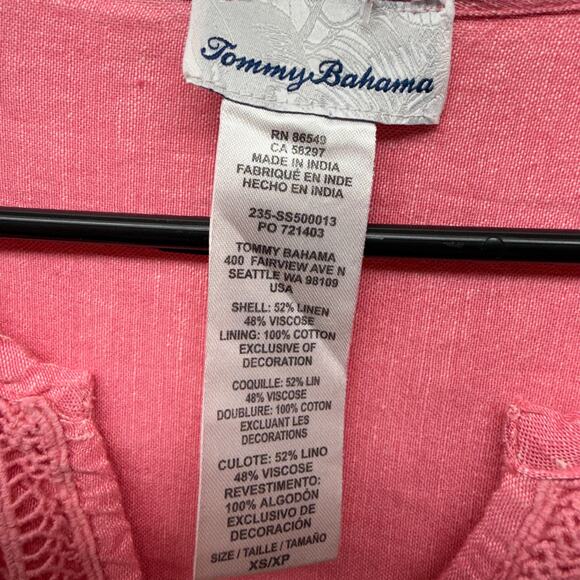 Tommy Bahama St Lucia Split Neck Dress Coral Coast Size XS Oversized - Picture 10 of 13